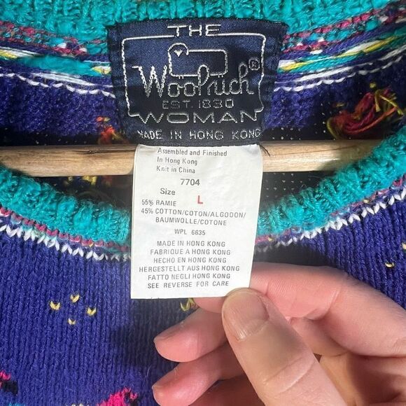 Woolrich Women's Grandma Ribbed Crew Neck Pullover Sweater Blue Large - Picture 4 of 4